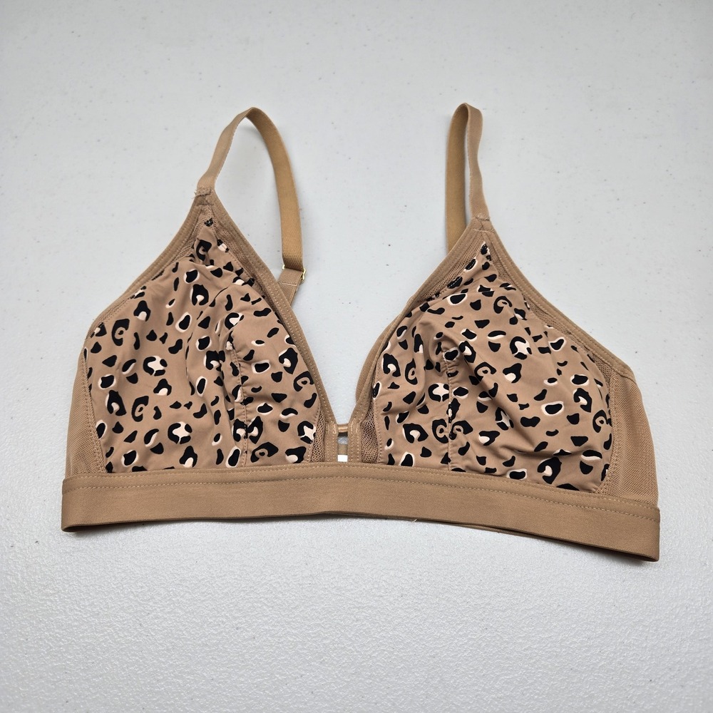 Lively Women Bra 1 Brown Animal Print Bralette Wireless Mesh Strap Adjustable